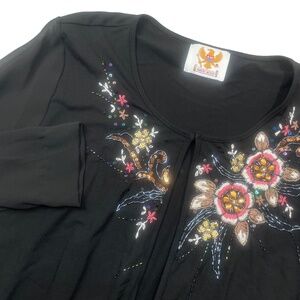 Ameri Mode Large (size tag missing) Black Beaded‎ Cotton Blend